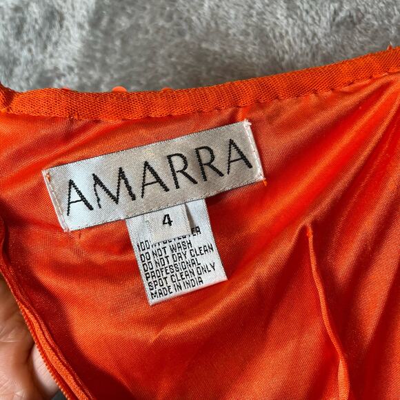 Amarra One Shoulder Sequined Dress Style 87439 Neon Orange Sz 4 New‎ - Picture 7 of 10